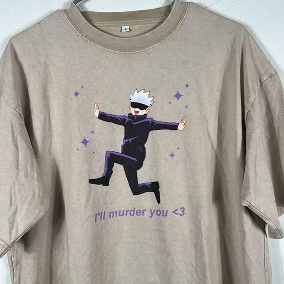 🔥🔥 CRAZYMONK Jujutsu Kaisen I'll Murder You Anime Oversize Japan T-Shirt Sz Lg - Picture 2 of 8